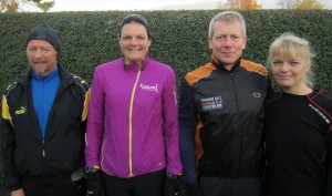 Klar til Fredskov Marathon, Løb nr. 121 - 366/365. Tony Gren, Annette Fredskov, Morten Skram Jensen, Rikke Skuldbøl