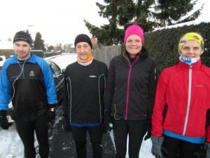 42.2 km forude i snelandskab. Morten Blok, Henning Baginski, Annette Fredskov, Maj-Britt Filsø Mathiassen