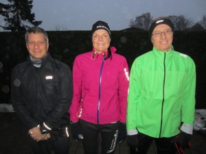 Klar til 42,2 km en mild vinterdag. Per Ejdorf, Annette Fredskov, Jörgen Nilsson